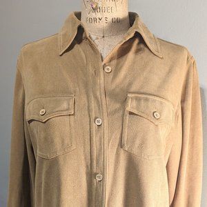 Faux suede button down